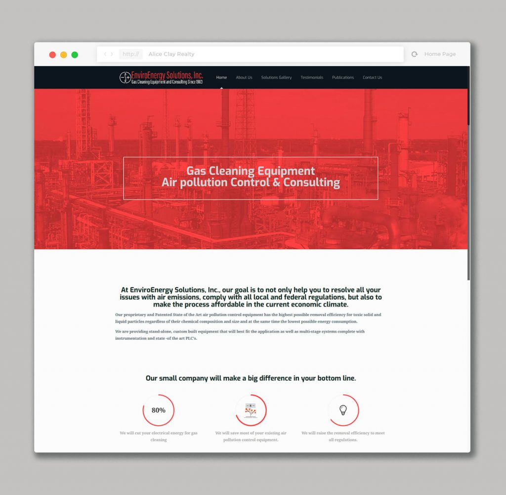 Website design for gas cleaning equipment