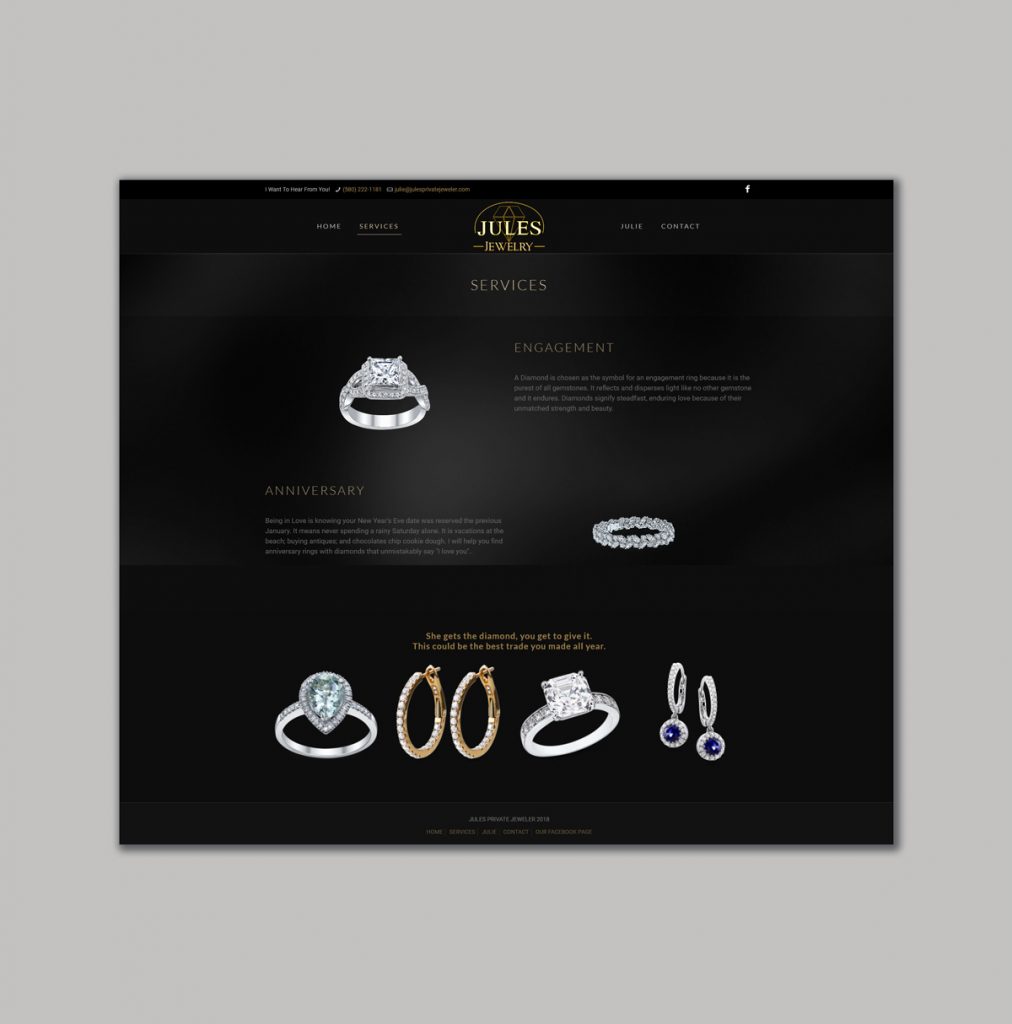 Website design for the Private Jeweler
