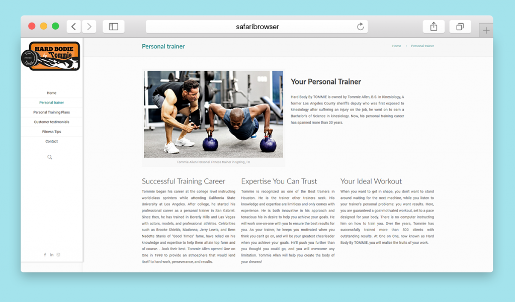 Website Design for a Personal Fitness Trainer