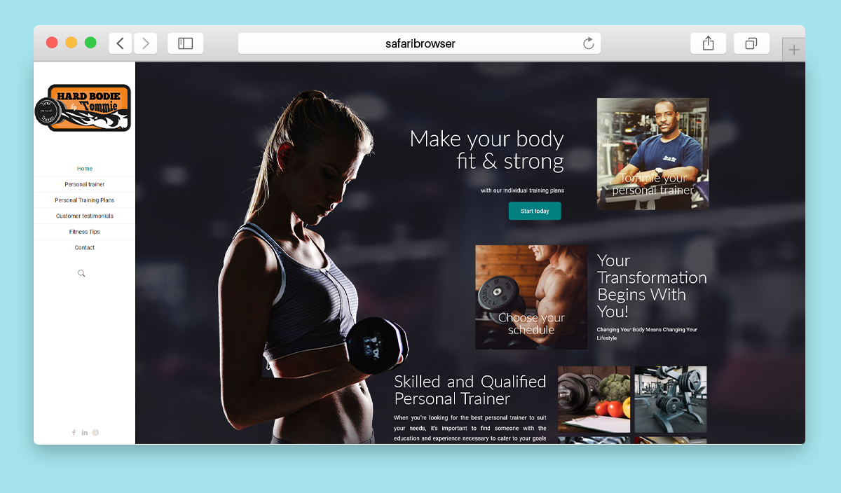 Website Design for a Personal Fitness Trainer Home page
