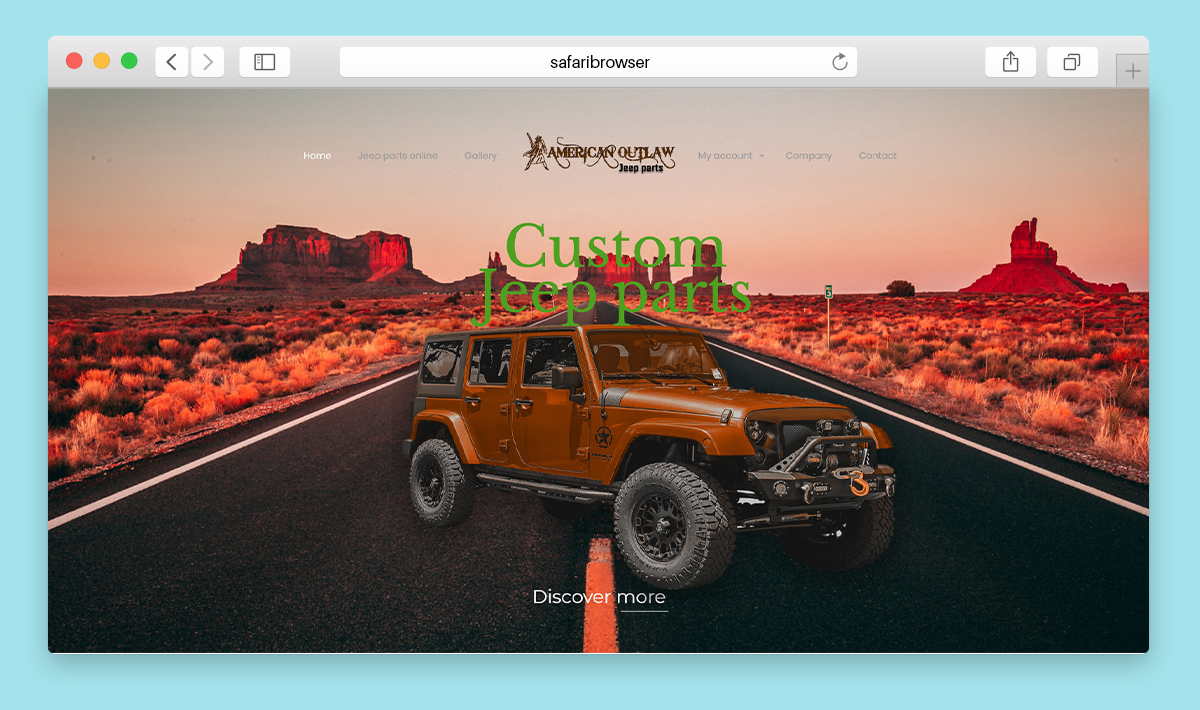 Website Design for a custom Jeep parts online shop