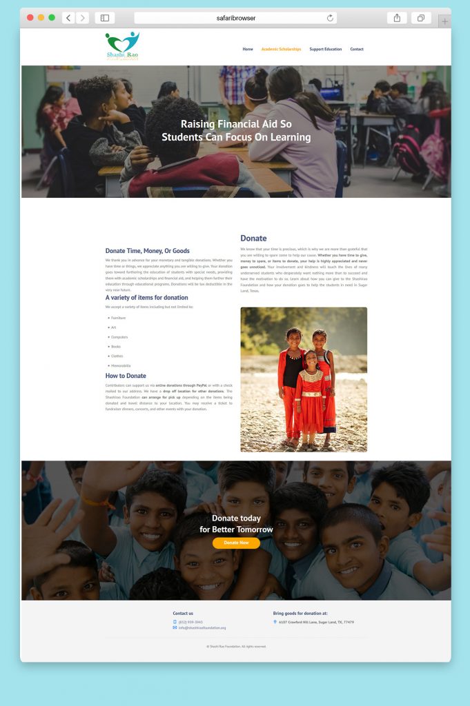 Website design for a Charity organization