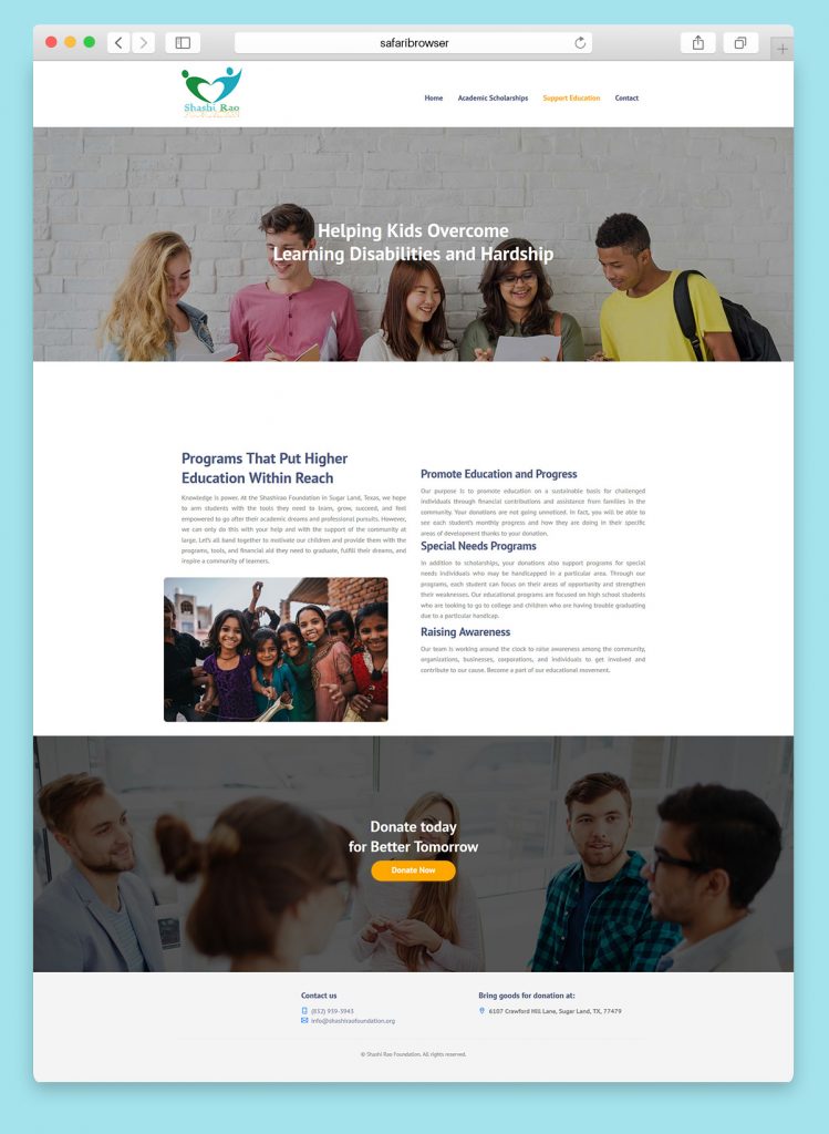Website design for a Charity organization